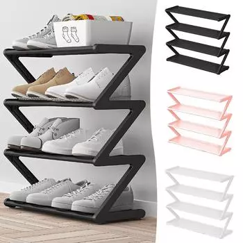 4-х уровневая простая полка для обуви, многоуровневый шкаф для обуви, бытовой дверной шкаф для обуви, экономящий место для хранения обуви, полка для хранения обуви чёрный