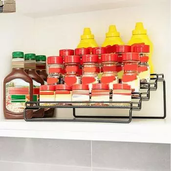 4-х уровневая расширяемая кухонная полка для специй, органайзер для приправ, устойчивая структура, большая вместимость кухни