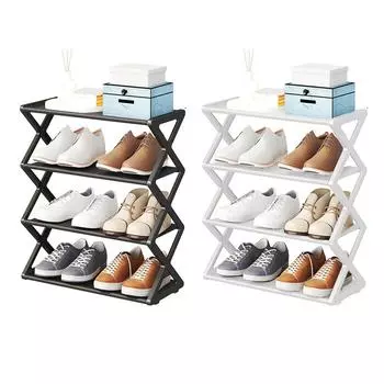 4-х уровневая складная полка для обуви, экономящая место, отдельно стоящий органайзер для хранения обуви для прихожей в шкафу Black