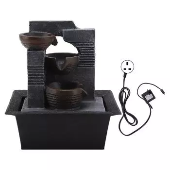 4-х уровневый настольный фонтан из смолы, настольный фонтан, украшение для воды с разноцветными ламповыми бусинами