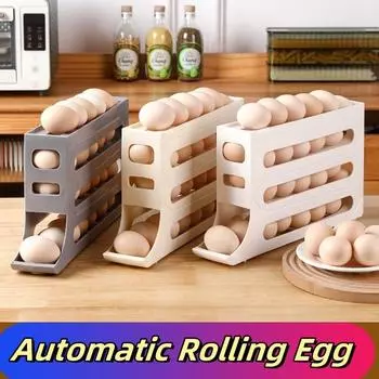 4-х уровневый ящик для хранения яиц, органайзер для холодильника, держатель для вращающихся яиц, органайзер для хранения в холодильнике, контейнер для хранения продуктов 33cm x7cmx18cm&4-tier