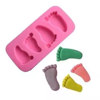 4 Hole Cute Baby Feet And Shoes Silicone Fondant Cake Mold Baby Shower 3D Kitchen Baking Mold Cake Decorating Moulds CHINA