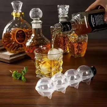4 Hole Ice Cube Maker Whisky Cocktail Mould Round Hockey Mold Hawaii Party Kitchen Cream Tools Tray Wedding Supplies