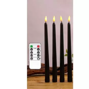 4 или 6 штук 11 дюймов черно-белые беспламенные светодиодные конические свечи с дистанционным управлением, желтые белые декоративные свечи для комнаты на день рождения и Хэллоуин