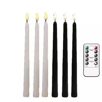 4 или 6 штук 11 дюймов черно-белые беспламенные светодиодные конические свечи с дистанционным управлением, желтые белые декоративные свечи для комнаты на день рождения и Хэллоуин