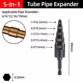 4-In-1/5-In-1 Tube Pipe Expander Hex Shank Air Conditioner Pipe Swaging Tools Tube ExpInstall Repair Maintenance Takeover Tools