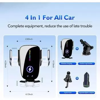 4-in-1 Car Wireless Charger Air Vent Clip Phone Stands Fast Charging Car Charger for IPhone 15/14/13/12/11 Car Accessories