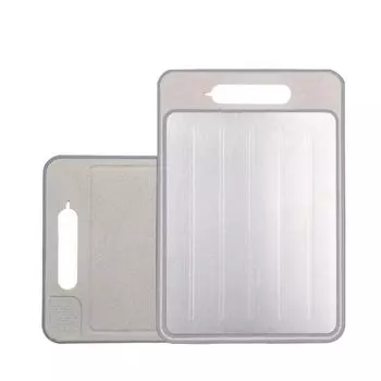 4 in 1 Defrosting Cutting Board Double Sided Rectangular Quick Defrosting Tray with Grater Sharpener Chopping Board Beef S бежевый