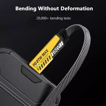 4 In 1 Fast Charging Cable C-L, C-C, USB-C, USB-L Max 65W Nylon Braided Wire Mecha Charging Cable чёрный