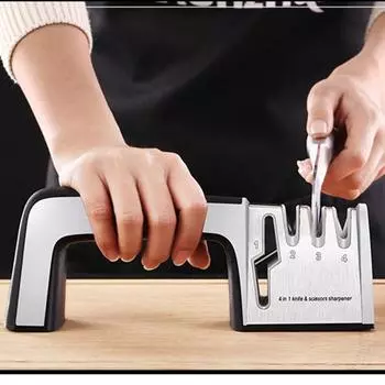 4 In 1 Knife Sharpener Professional Knife Scissor Manual Kitchen Sharpener For All Sized Stainless Steel Blades Accessories L