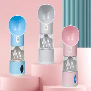 4 в 1 портативная бутылка для воды для домашних животных для маленьких собак и кошек, многофункциональный дозатор еды и питья, мешок для какашек, принадлежности для кормления щенков на открытом воздухе