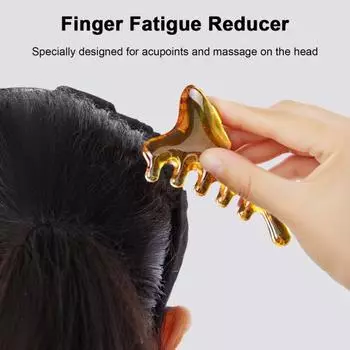 4-in-1 Scalp Massager Comb Wide Tooth Combs Resin Gua Sha Tool for Head кофейный