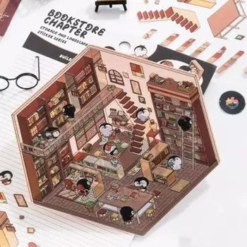 4 in 1 Three-dimensional Sticker Creative Journal Stickers Scrapbooking Material 4 In 1