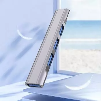 4 в 1 USB 3.0 USB C Hub USB 2.0 Splitter Adapter Передача данных Алюминиевый USB C USB 3.0/2.0 Splitter для ноутбука серый