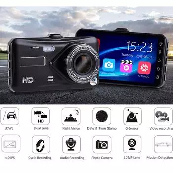 4-inch Car DVR for 1080P Dash Cam Cars Touch Screen Video Recorder Rear View Camera for Vehicle 24H Parking Monitor Black Box NONE