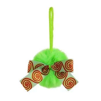 4 Inch Green Furry Christmas Ball Ornaments Faux Fur Fluffy Hanging Xmas Ball with Bow for Holiday Wedding Party Decoration 1pc E