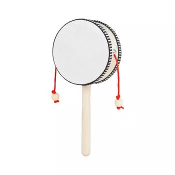 4-дюймовый погремушка-барабан деревянный трясущийся барабан погремушка вращающийся барабан ручной трясущийся барабан портативный музыкальный инструмент для ребенка игрушка CHINA