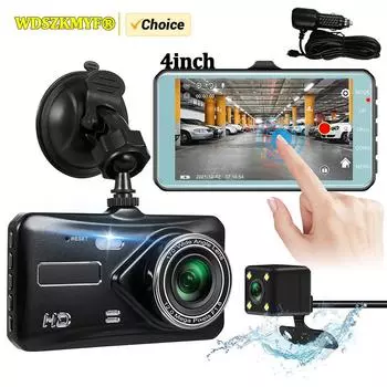 4-дюймовый сенсорный экран Автомобильный видеорегистратор 1080P Видеорегистратор для автомобилей Камера заднего вида для автомобиля Ночное видение Автомобильные аксессуары NONE