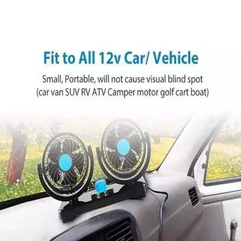 4 Inches Dual Head Car Fan 360° Adjustable Automobile Air Fans 12V 24V Cooling Fans Pure copper motor Low Noise Vehicle Desk Fan
