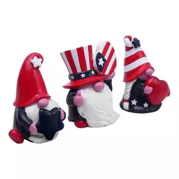 4-й День независимости США Патриотическая полосатая статуэтка из смолы ко Дню независимости США Украшение для дома, многоярусная фигурка ручной работы One Size