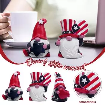 4-й День независимости США Патриотическая полосатая статуэтка из смолы ко Дню независимости США Украшение для дома, многоярусная фигурка ручной работы One Size