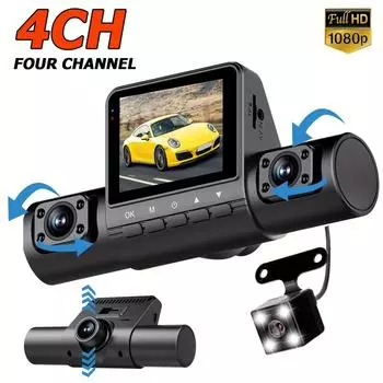 4-канальная автомобильная камера 1080P Автомобильный видеорегистратор Видеорегистратор для вождения 1080P Передняя и 720P Левая Правая Задняя Ночная Видимость Циклическая Запись Круглосуточная Парковка M80