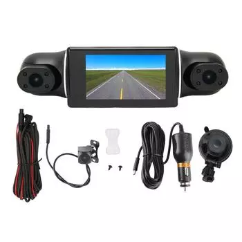 4-канальная камера с 3-дюймовым дисплеем HD 1080P, ИК-ночным видением, панорамный автомобильный видеорегистратор на 360 градусов