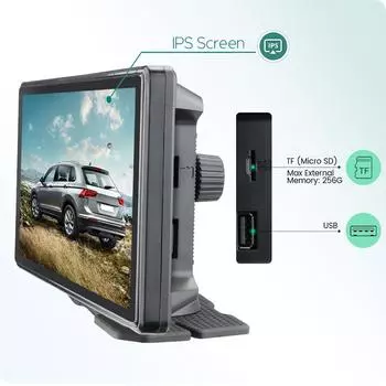 4-канальная сигнализация BSD для слепых зон, беспроводной Apple Carplay, Android-Auto, автомобильный видеорегистратор, записывающий монитор с 4 мини-камерами AHD 1080P None