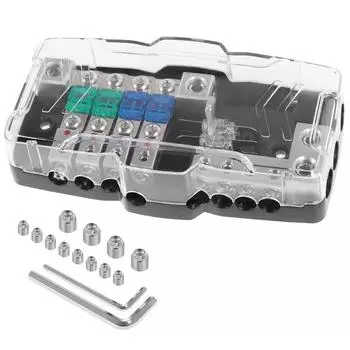 4-канальный блок распределения питания, цинковый сплав, автомобильный аудиопредохранитель, блок с 6 предохранителями MIDI, светодиодная подсветка 12 В-48 В, многофункциональное заземление питания