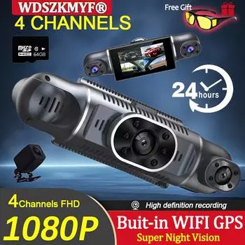 4-канальный GPS-видеорегистратор для автомобилей 4*1080P WIFI 360-градусный видеорегистратор камера заднего вида автомобильный видеорегистратор 24H комплект оборудования для автомобилей Assecories NONE