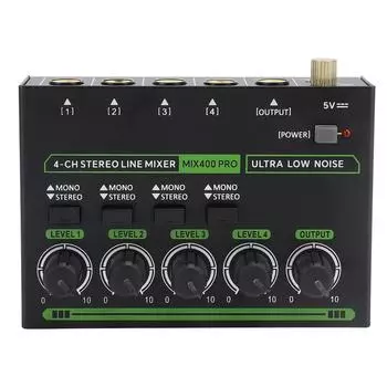 4-канальный микшер RGB Light Low Noise Multifunction DJ Controller Sound Mixer для записи музыки US Plug