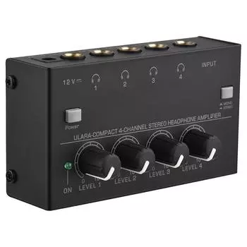 4-канальный усилитель для наушников, мини-портативный, сверхмалошумящий аудио-стереоусилитель, разветвитель для наушников с адаптером питания HA400P