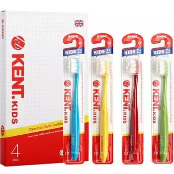 4 вида зубных щеток для детей Kent + набор гигиенических колпачков 4P, 4 шт., 1 комплект