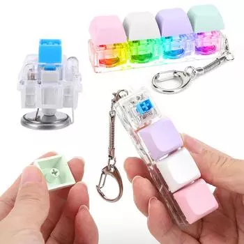 4 клавиши механическая клавиатура тестер осей DIY Fidget Button Keycap игрушка для снятия стресса светодиодный брелок клавиатура Cap Clicker игрушки розовый