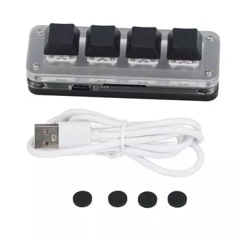 4-клавишная клавиатура USB C проводная пылезащитная красная программируемая настраиваемая механическая клавиатура с