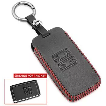 4 кнопки из искусственной кожи, автомобильный пульт дистанционного управления, брелок-цепочка, кольцо-держатель, чехол для Renault Koleos Kadjar Captur Espace Megane Fluence