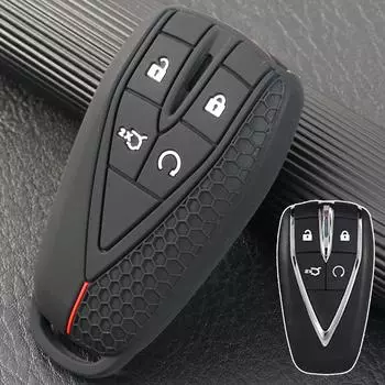 4 кнопки смарт-брелок дистанционного управления кольцо цепочка чехол держатель защитный силиконовый для Changan CS35 Plus CS75 Plus CS55 Plus 2019 2020 чёрный