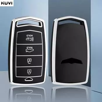 4 кнопки TPU чехол для автомобильного ключа чехол держатель для брелока для Hyundai Genesis G70 G80 G90 2017-2020 автомобильный брелок протектор аксессуары чёрный