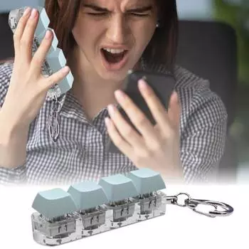 4-кнопочная игрушка-непоседа со звуковым светом, портативная механическая клавиатура для снятия стресса, колпачок для клавиатуры, сенсорная игрушка, брелок, кулон, подарок для детей и взрослых фиолетовый