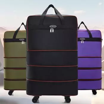 4-колесная дорожная сумка со съемными колесами, водонепроницаемый портативный дорожный чемодан на колесиках, сумка для переноски воздуха, унисекс, расширяемые складные сумки-оксфорды для багажа чёрный