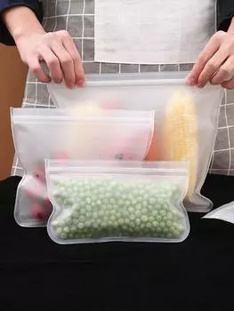 4 комплекта бытовых пищевых пакетов с застежкой-молнией, утолщенные герметичные пакеты для свежей упаковки, подходят для холодильника, пикника, сумки для хранения продуктов чистый