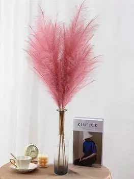 4 комплекта искусственных растений, искусственная пампасная трава, стебли, большие, 43 /110 см высотой, искусственные пампасные травы, ветки, растения для домашнего декора кухни в стиле бохо бежевый