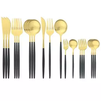 4 комплекта ножей, вилки для торта, маленькая чайная ложка, столовая посуда, набор столовых приборов из белого золота, столовые приборы, столовые приборы из нержавеющей стали, набор столовой посуды для вечеринок серебряный