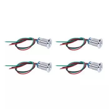 4 комплекта предварительно смонтированных круглых светодиодов, водонепроницаемые двухцветные индикаторные лампы с общим катодом 12 мм 36 В(Красный и зеленый