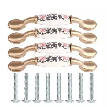 4 комплекта ручек для шкафов в винтажном стиле, простые ручки для дверей ящиков из керамического цинкового сплава