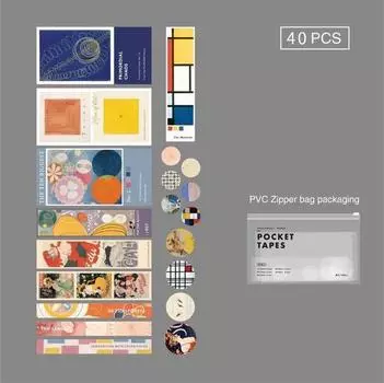 4 конструкции, 40 шт./лот, винтажные прицелы, простые полосатые карманные ленты, деко-наклейки для скрапбукинга, пуля, журнал, деко, наклейки quite