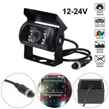 4-контактная сверхмощная камера заднего вида с прицепом для автофургонов, ИК-камера заднего вида, водонепроницаемая, 12-24 В чёрный