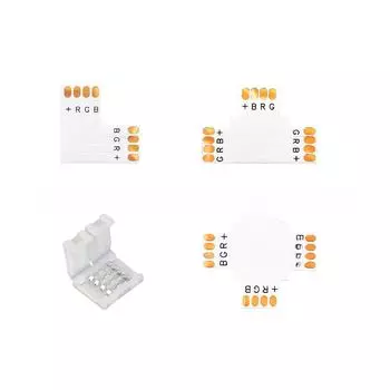 4-контактный 10-миллиметровый RGB светодиодный светодиодный светильник с защелкивающимся соединителем без пайки, крестообразный адаптер для печатной платы L-type adapter
