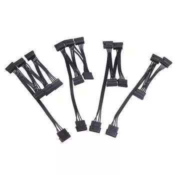 4-контактный 1 штекер на 3/4/5/6 гнездовой разветвитель Sata Power Extension Кабель жесткого диска 1 to 3 way