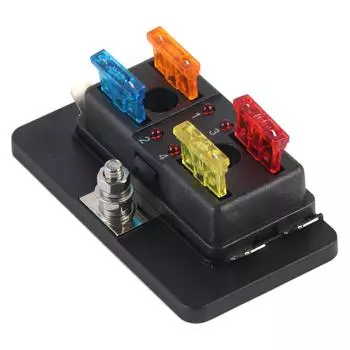 4-контактный держатель блока предохранителей лезвия цепи со светодиодной сигнальной лампой для автомобиля, фургона, лодки, морской пехоты